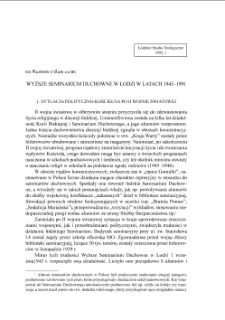 WYŻSZE SEMINARIUM DUCHOWNE W ŁODZI w latach 1945&ndash;1991