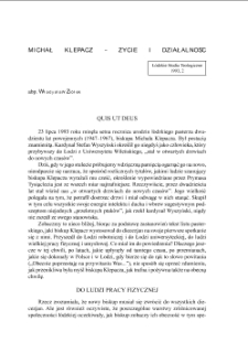 MICHAŁ KLEPACZ &ndash; ŻYCIE I DZIAŁALNOŚĆ, QUIS UT DEUS
