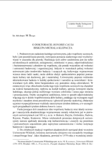 O DOKTORACIE HONORIS CAUSA BISKUPA MICHAŁA KLEPACZA