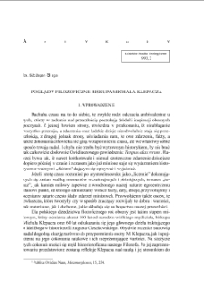 POGLĄDY FILOZOFICZNE BISKUPA MICHAŁA KLEPACZA