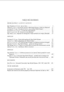 TABLE DES MATI&Egrave;RES 1993