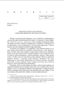 SWOISTOŚĆ JĘZYKA RELIGIJNEGO I NIEKT&Oacute;RE PROBLEMY JEGO SKUTECZNOŚCI