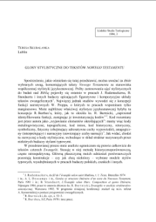 GLOSY STYLISTYCZNE DO TEKSTÓW NOWEGO TESTAMENTU