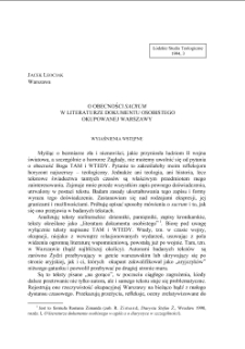 O OBECNOŚCI SACRUM W LITERATURZE DOKUMENTU OSOBISTEGO OKUPOWANEJ WARSZAWY