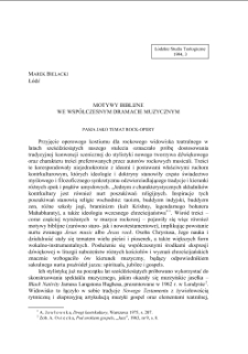 MOTYWY BIBLIJNE WE WSP&Oacute;ŁCZESNYM DRAMACIE MUZYCZNYM