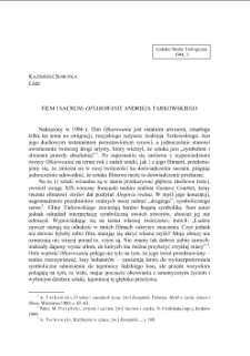 FILM I SACRUM: "OFIAROWANIE" ANDRIEJA TARKOWSKIEGO