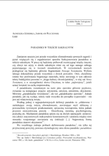 PARADOKS W TEKŚCIE SAKRALNYM