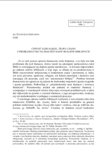 CHWAST ALBO KĄKOL, TRAWA I SIANO. Z PROBLEMATYKI TŁUMACZEŃ NAZW REALI&Oacute;W BIBLIJNYCH