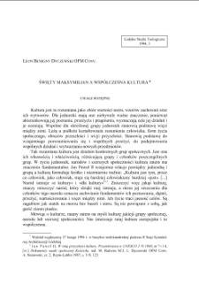 ŚWIĘTY MAKSYMILIAN A WSP&Oacute;ŁCZESNA KULTURA