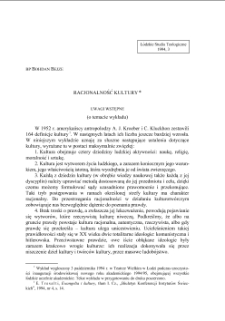RACJONALNOŚĆ KULTURY