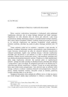 SUMIENIE W ŚWIETLE VERITATIS SPLENDOR