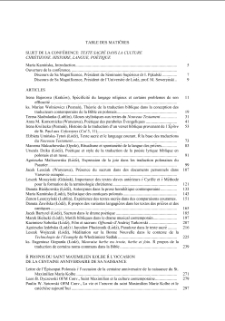 TABLE DES MATIERES 1994