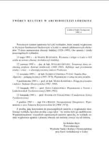 TWÓRCY KULTURY W ARCHIDIECEZJI ŁÓDZKIEJ