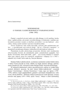 WSPOMNIENIE O TERESIE Z LEDÓCHOWSKICH TYSZKIEWICZOWEJ (1906–1992)