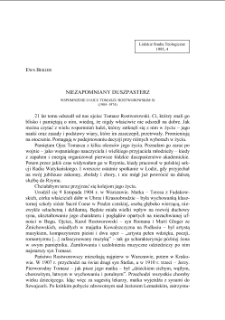 NIEZAPOMNIANY DUSZPASTERZ. WSPOMNIENIE O OJCU TOMASZU ROSTWOROWSKIM SJ(1904–1974)