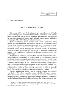 POWSTANIE DIECEZJI ŁÓDZKIEJ