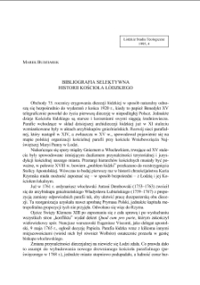 BIBLIOGRAFIA SELEKTYWNA HISTORII KOŚCIOŁA ŁÓDZKIEGO
