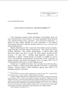 JANA PAWŁA II GŁOS W „KWESTII KOBIECEJ"