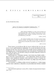 Z ŻYCIA SEMINARIUM: „BYŁO TO OKOŁO GODZINY DZIESIĄTEJ...”