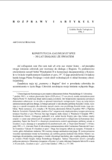 KONSTYTUCJA GAUDIUM ET SPES– 30 LAT DIALOGU ZE ŚWIATEM