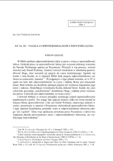 EZ 18, 20 – NAUKA O ODPOWIEDZIALNOŚCI INDYWIDUALNEJ
