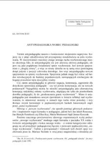 ANTYPEDAGOGIKA WOBEC PEDAGOGIKI