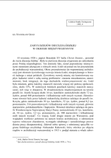 ZARYS DZIEJÓW DIECEZJI ŁÓDZKIEJ W OKRESIE MIĘDZYWOJENNYM