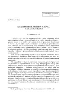 KSIĄDZ PROFESOR SZCZEPAN W. ŚLAGA– KAPŁAN-PRZYRODNIK