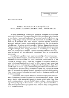 KSIĄDZ PROFESOR SZCZEPAN W. ŚLAGA– NAUCZYCIEL I CZŁONEK SPOŁECZNOŚCI AKADEMICKIEJ