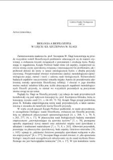 BIOLOGIA A BIOFILOZOFIA W UJĘCIU KS. SZCZEPANA W. ŚLAGI
