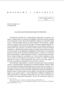 RACJONALNE POZNANIE RZECZYWISTOŚCI