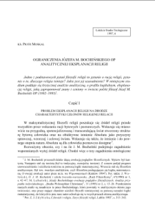 OGRANICZENIA JÓZEFA M. BOCHEŃSKIEGO OP ANALITYCZNEJ EKSPLANACJI RELIGII