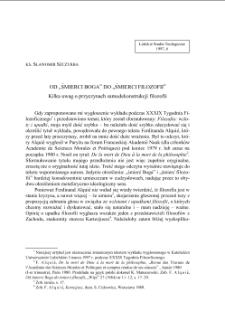 OD „ŚMIERCI BOGA” DO „ŚMIERCI FILOZOFII”. Kilka uwag o przyczynach samodekonstrukcji filozofii