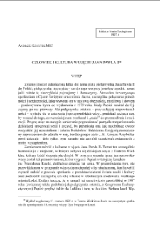 CZŁOWIEK I KULTURA W UJĘCIU JANA PAWŁA II
