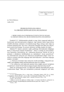 PROBLEM POZNANIA BOGA NA DRODZE DOŚWIADCZENIA RELIGIJNEGO