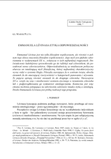 EMMANUELA LÉVINASA ETYKA ODPOWIEDZIALNOŚCI