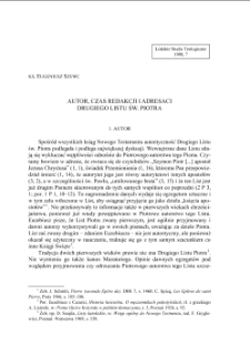 AUTOR, CZAS REDAKCJI I ADRESACI DRUGIEGO LISTU ŚW. PIOTRA