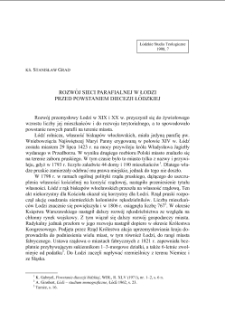 ROZWÓJ SIECI PARAFIALNEJ W ŁODZI PRZED POWSTANIEM DIECEZJI ŁÓDZKIEJ