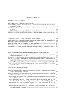 TABLE DES MATIÈRES 1998