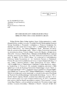 RYS BIOGRAFICZNY I BIBLIOGRAFIA PRAC BISKUPA PROF. DRA HAB. BOHDANA BEJZE