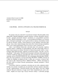 CZŁOWIEK – ISTOTA OTWARTA NA TRANSCENDENCJĘ