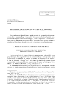 PROBLEM POZNANIA BOGA W WYNIKU ROZUMOWANIA