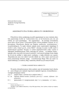 AKSJOMATYCZNA TEORIA ABSOLUTU OSOBOWEGO