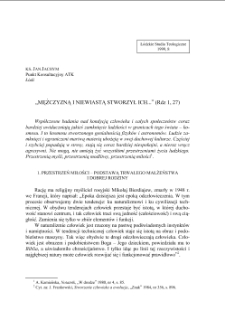 „MĘŻCZYZNĄ I NIEWIASTĄ STWORZYŁ ICH...” (Rdz 1, 27)