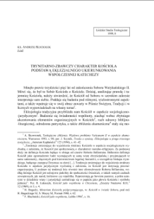 TRYNITARNO-ZBAWCZY CHARAKTER KOŚCIOŁA PODSTAWĄ EKLEZJALNEGO UKIERUNKOWANIA WSPÓŁCZESNEJ KATECHEZY