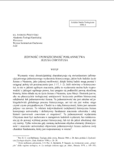 JEDYNOŚĆ I POWSZECHNOŚĆ POSŁANNICTWA JEZUSA CHRYSTUSA
