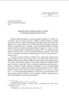 ROZWÓJ SIECI PARAFIALNEJ W ŁODZI W OKRESIE MIĘDZYWOJENNYM