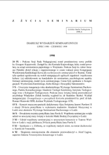 DIARIUSZ WYDARZEŃ SEMINARYJNYCH LIPIEC 1998 – CZERWIEC 1999