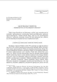 JAK WYKŁADAĆ TEODYCEĘ DZISIEJSZYM CZYTELNIKOM W POLSCE?