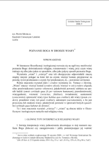 POZNANIE BOGA W DRODZE WIARY